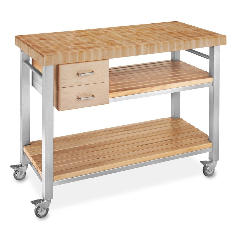 John Boos EndGrain Butcher's Block Culinary Cart, 122cm Williams